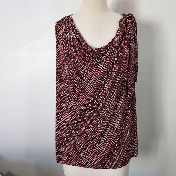 Merona Shirt Top Cowl Neck Womens Plus Size 3X Sleeveless Flowy Brown Pink - Picture 2 of 11